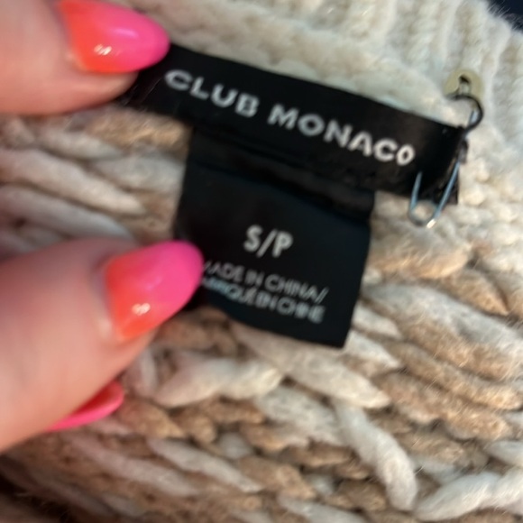 Club Monaco Tumblinah Fair Isle Sweater Crewneck Natural Size Small Chunky Knit - Picture 8 of 12